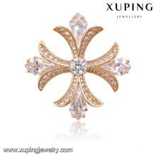 00025 Fashion Elegant Cubic Zirconia Jewelry Brooch in Rose Gold-Plated